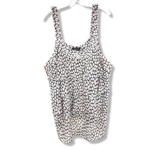 Lane Bryant Black‎ White Floral Tiered Sequin Chiffon Tank Top 26W Plus Size